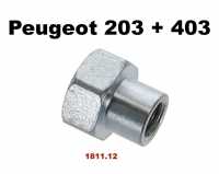écrou M10, Peugeot 203 et 403, écrou tube hexagonal sur le bloc moteur pour