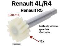 Renault - pignon de compteur, Renault 4L et R5, pignon 12 dents pour l'entrainement du câble de com