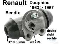 Renault - cylindre de roue, Renault Dauphine de 1963 à 1967, arrière droite, équipé Bendix, pist