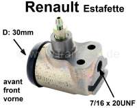 Renault - cylindre de roue, Renault Estafette après 1962, freins avant, 1 piston 30mm, raccord de t