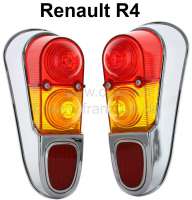 Renault - cabochon de feu arrière, Renault 4L, modèle à entourage chromé, la paire, refabricatio