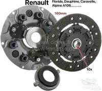 Renault - kit d'embrayage, Renault Dauphine, Floride, Caravelle, diamètre 160mm, 10 dents, disque 