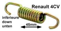 Renault - ressort de mâchoires de frein, Renault 4CV, ressort inférieur, longueur HT 45mm