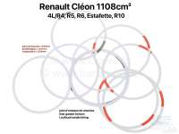 Renault - joint d'embase de chemise, Renault 4L, moteurs Cléon 1108cm³, jeu de 12 joints papier, d
