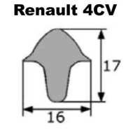 Peugeot - 4CV, door seal strip, sold by the metre. Suitable for Renault 4CV. Height 17 mm, width 16 