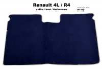 4L, tapis de coffre Renault 4L. Velours marine bleue, bordé de blanc. Assorti