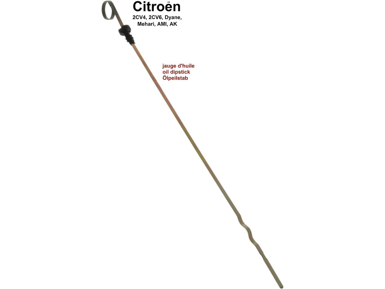 Ölpeilstab, passend für Citroen 2CV6 (602ccm) + 2CV4 (435ccm). Nachbau.