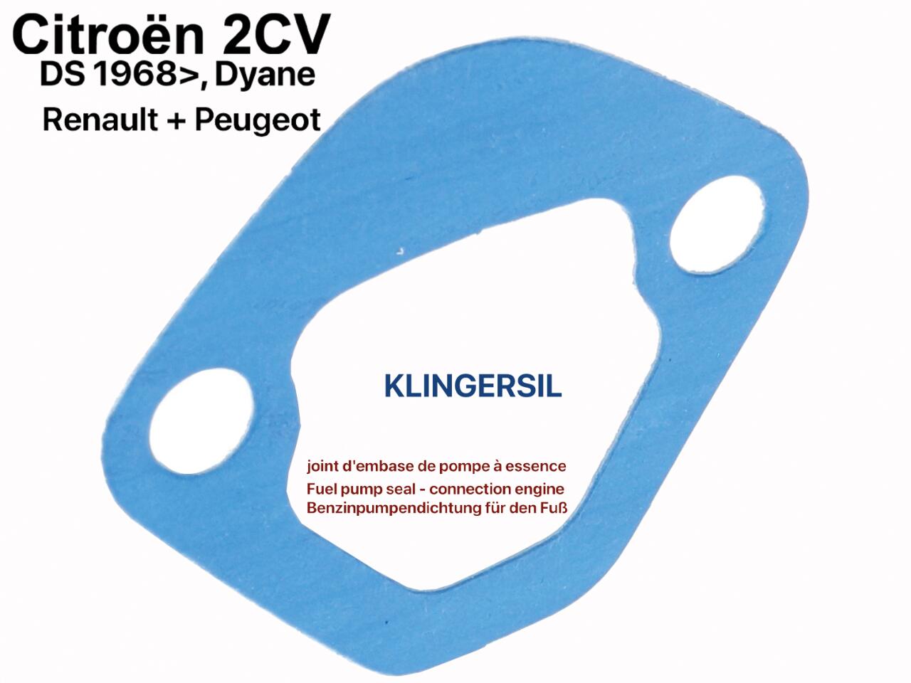 Benzinpumpendichtung für die Verschraubung am Motorblock. Passend für Citroen 2CV, Citroen DS ab 1968, Renault, Peugeot