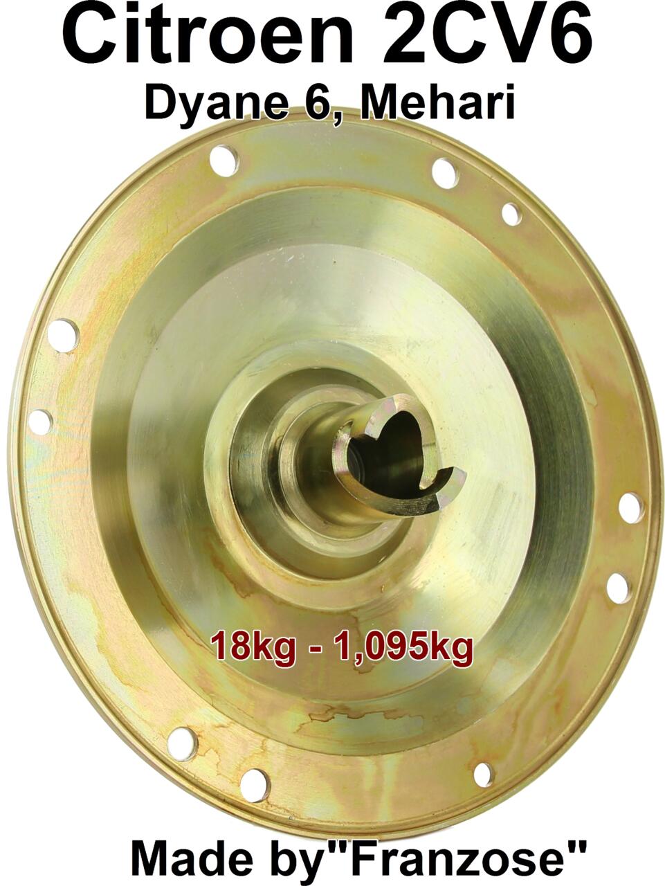 Riemenscheibe (ohne Lüfterflügel + Keilriemen), besser als Original (Made by Franzose). Passend für Citroen 2CV6, Dyane, Mehari