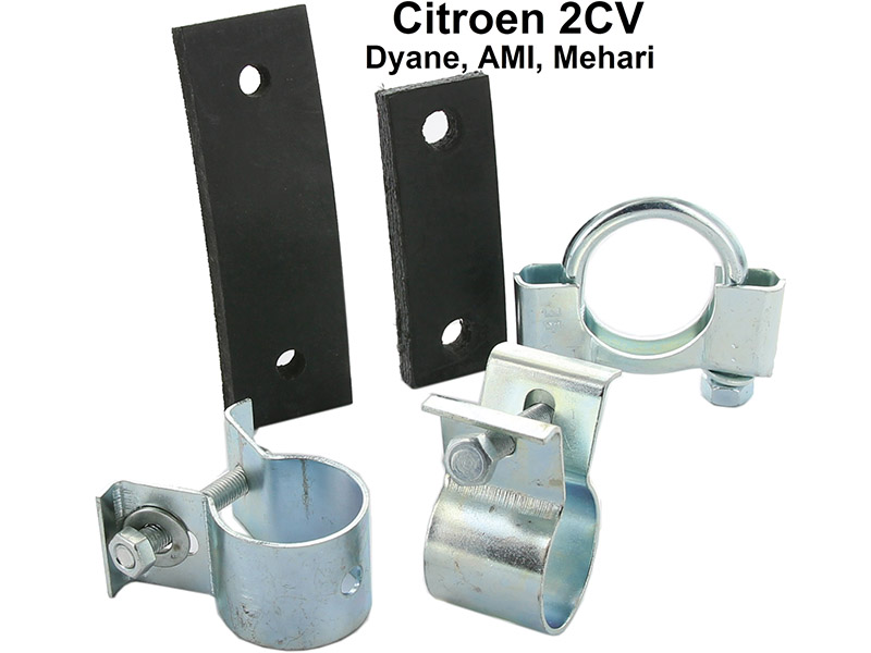 2CV6, Endrohr Montagesatz komplett. Passend für Citroen 2CV6 + 2CV4.