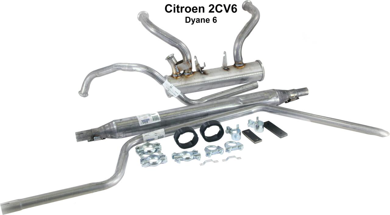 2CV6, Auspuffanlage komplett mit Montagematerial. Für Citroen 2CV6. Guter Nachbau. Hersteller Walker.