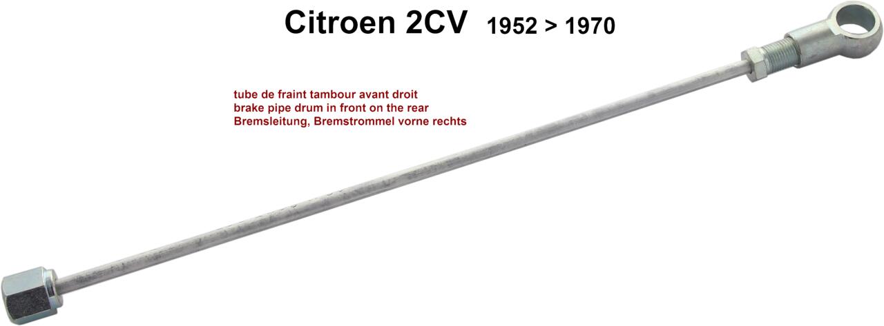 Bremsleitung, passend für Citroen 2CV, von Baujahr 1952 bis 1970. Verbindung zum Radbremszylinder vorne rechts.