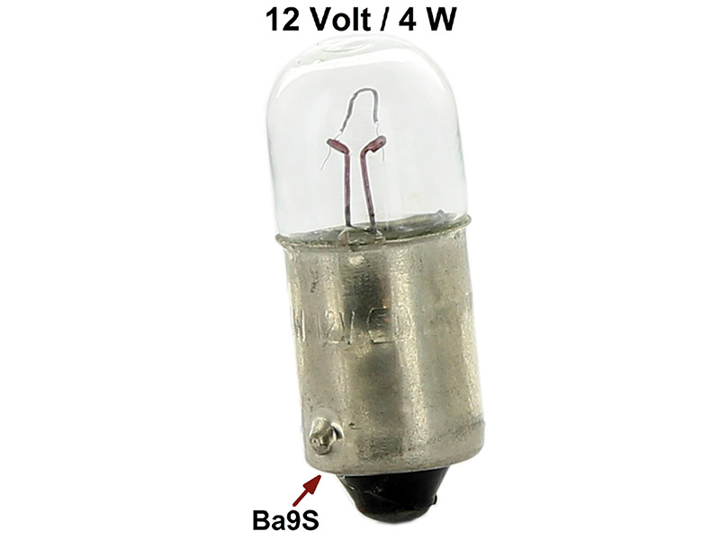 Glühlampe 12 Volt, 4 Watt. Sockel Ba9s. Z.B Standlicht Citroen 2CV, Instrumentenbeleuchtung Peugeot 504... Peugeot Or. Nr. 6372.12