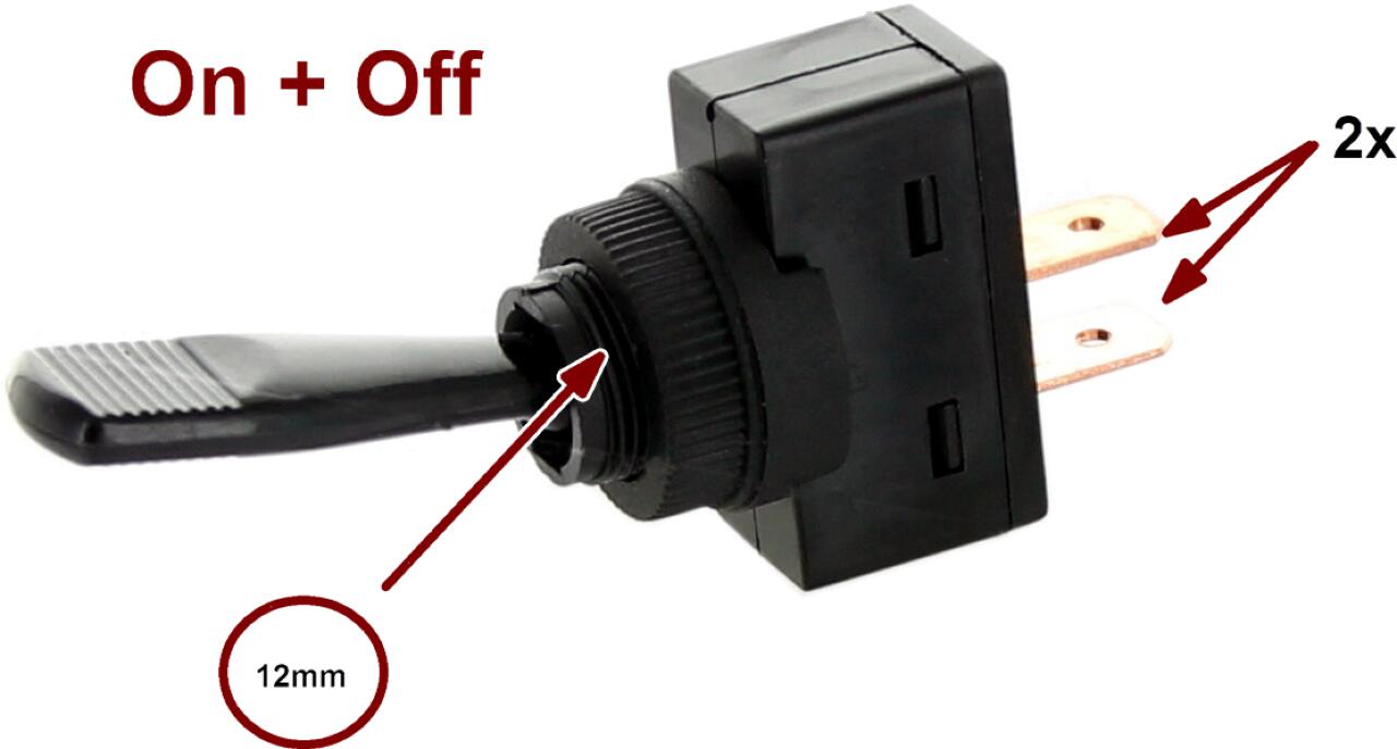 Kippschalter universal. Ein- Aus. Material: Plastik schwarz.