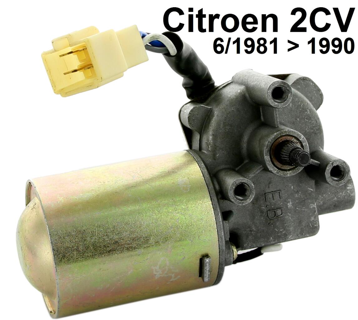 Wischermotor rund, 12 Volt. Passend für Citroen 2CV6, von Baujahr 6/1981 bis 1990. Neuteil!