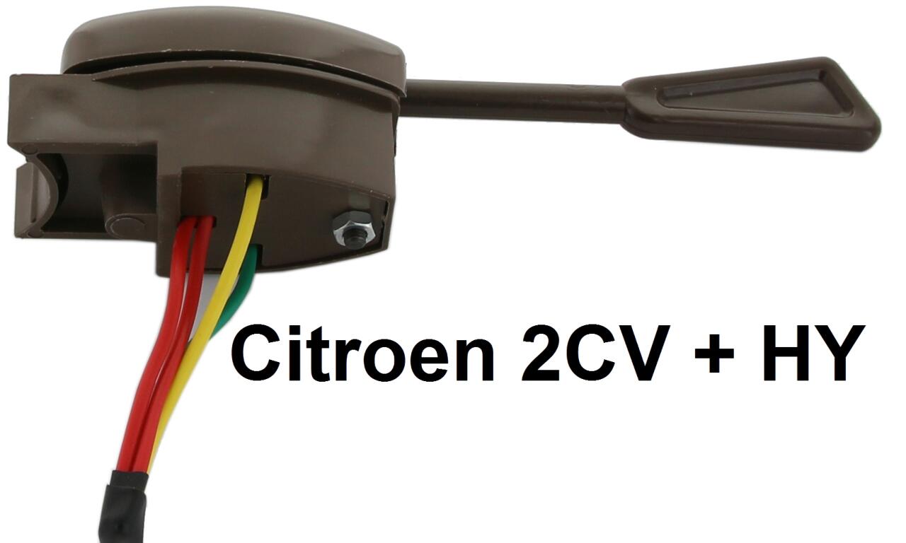 Blinkerschalter an der Lenksäule, Farbe braun (Marron). Nachbau. Passend für Citroen 2CV bis Baujahr 1990. Citroen HY. Achtung: