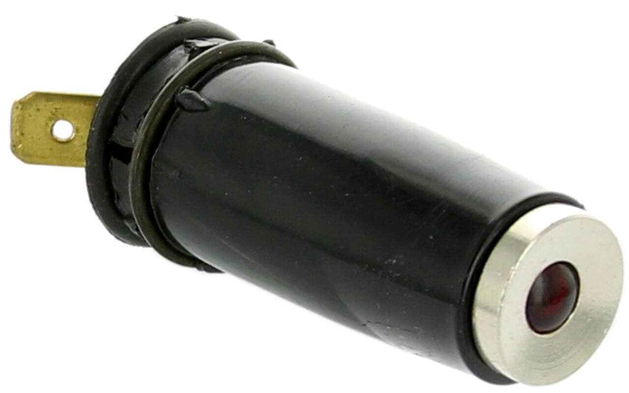 Kontrollleuchte Citroen 2CV, HY, DS. Rot mit Chromrand. Nachbau vom Original. Die passende Glühlampe hat unsere Nummer 14070.