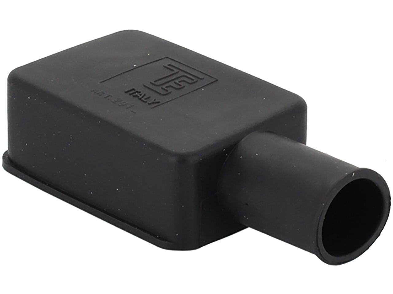 Batteriepol Schutzkappe aus Gummi. Farbe: schwarz. Länge: 52mm. Breite: 35mm. Kurze Seite - mittiger Kabeleingang.