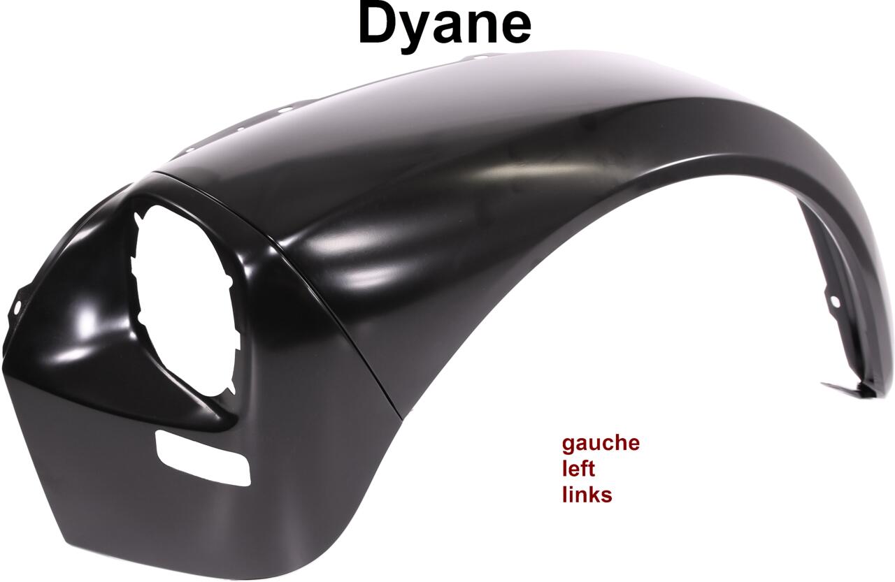 Dyane, Kotflügel vorne links, passend für Citroen Dyane. Gute Nachfertigung aus Blech.