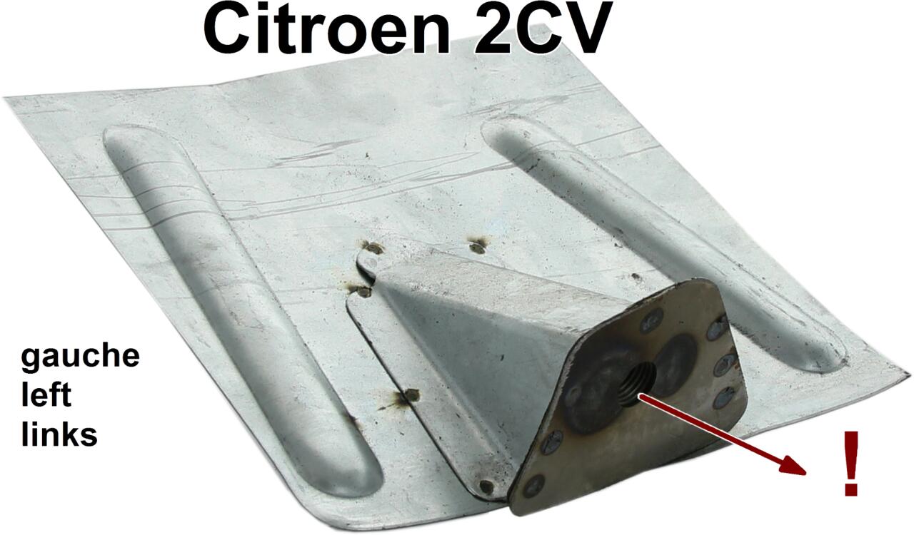 2CV alt, Radhaus hinten links, Hinterachsanschlagpuffer Reparaturblech mit geschraubten Gummipuffer