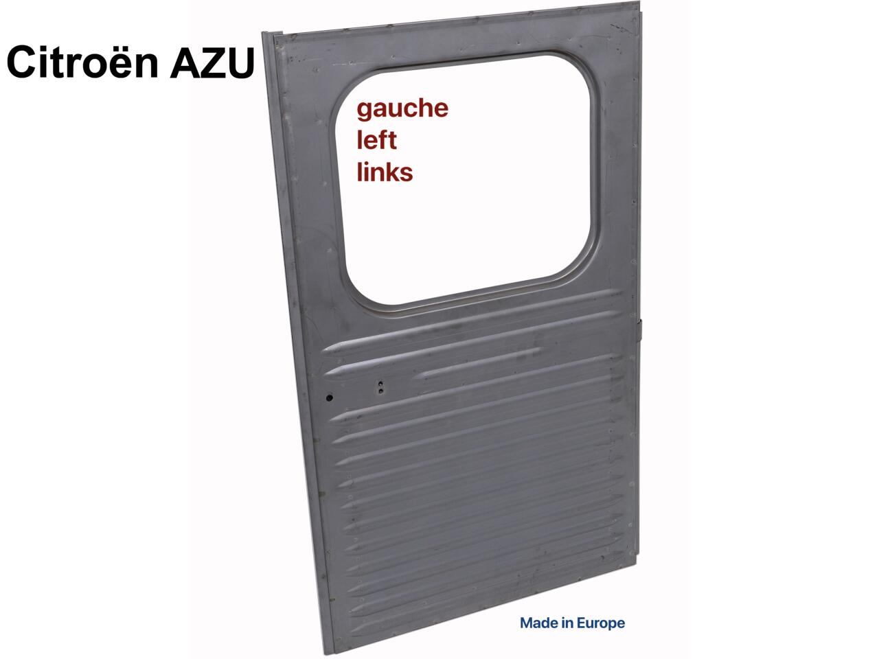 AZU, Hecktür links (eckiges Fenster, schmale Rillen)), Nachbau. Passend für Citroen AZU 250 (niedriger Kasten)