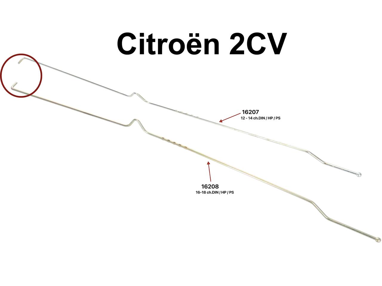 Gasgestänge für Citroen 2CV + Dyane, zweite Version (16-18PS). Länge ca. 66,5cm