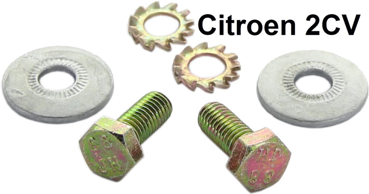 2CV, Türschloss + Rolldachbefestigung: 2x Schraube M5x12 (mit Zahnscheibe und Unterlegscheibe)