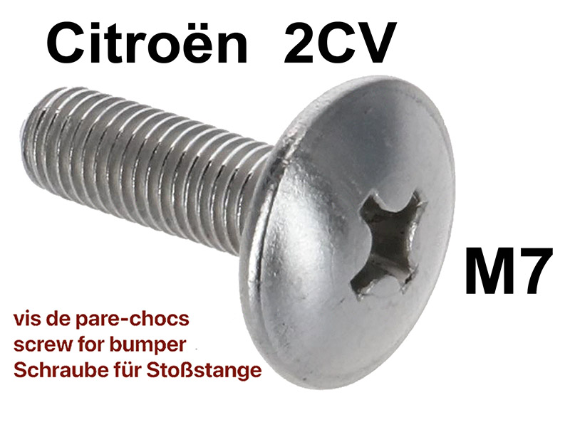 Stoßstangenschraube aus Edelstahl (1x), passend für Citroen 2CV. Die Schraube wird ohne Mutter und Unterlegscheibe geliefert (Nachfertigung)