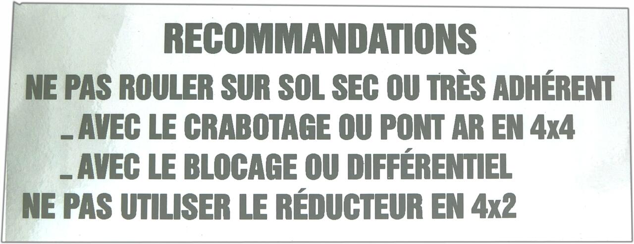 Aufkleber "Bedienung Mehari 4x4", transparent