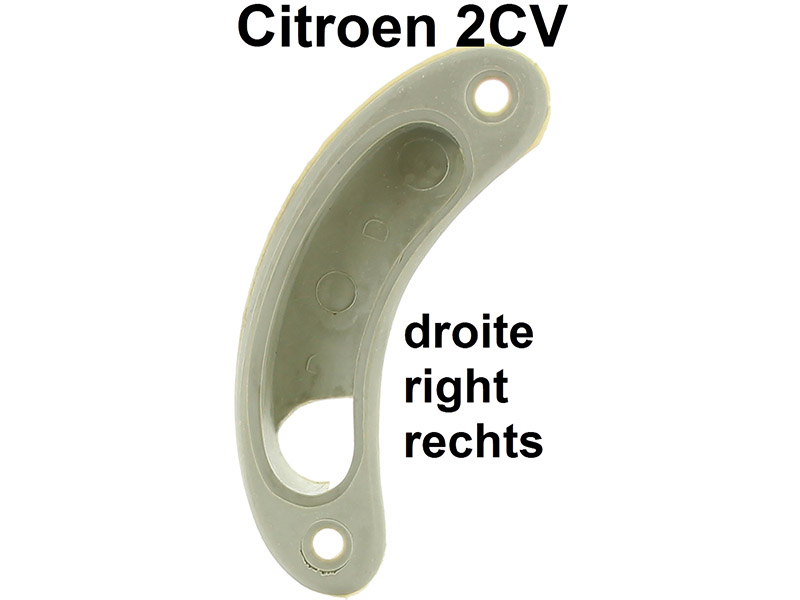 2CV, Griffschale für den Türöffner vorne rechts. Nachbau, Farbe grau. Passend für Citroen 2CV mit hohen Türverkleidungen. Or: AZ841-100A