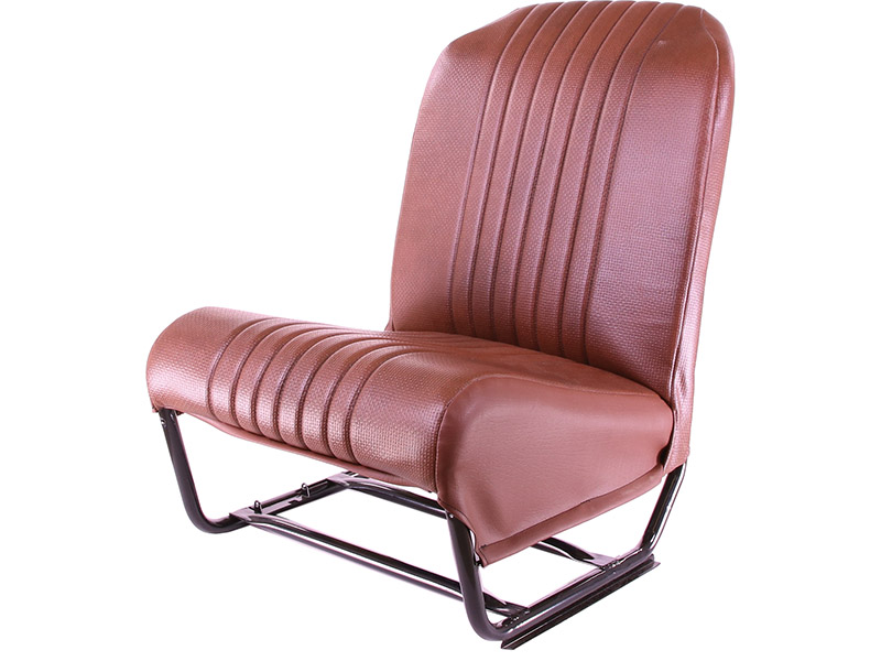 Sitz links komplett (symetrisch), Kunstleder braun (Neuteil). Design: die Oberflache ist perforiert. Passend für Citroen AK, ACDY