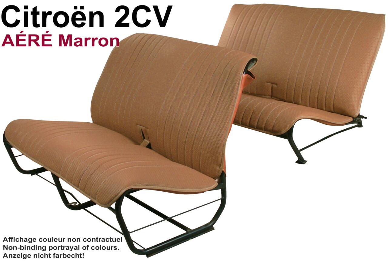 Sitzbankbezug 2CV, für 1 Sitzbank vorne + 1 Sitzbank hinten. Kunstleder Marron (AÉRÉ - hellbraun), gelochte, perforierte Oberfläche