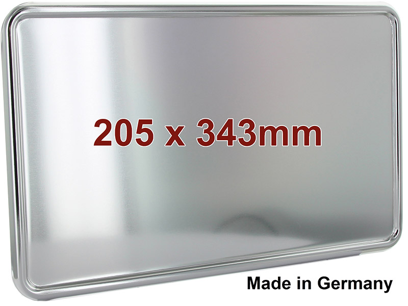 Kennzeichenhalter hinten, aus Metall, eloxiert. So wie es früher mal war! Für Kennzeichen 205x343mm (Ofenblech). Passend für R4, Dauphine