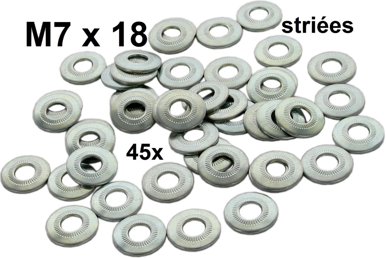 M7, Unterlegscheiben geriffelt M7x18 (Striees). Packungsinhalt 45 Stück