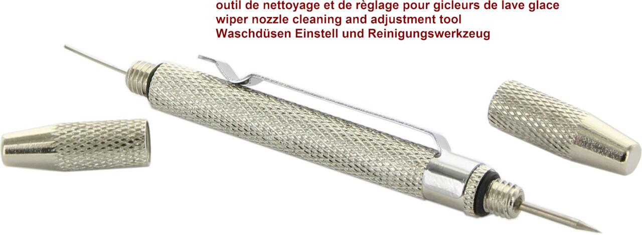 Scheibenwaschdüse Reinigungs und Einstellwerkzeug! Stabile Einstellspitze, dünner Reinigungsstab. Beide Enden mit Verschlusskappe. Super praktisch!