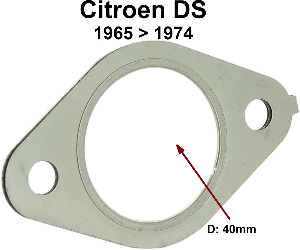 Krümmerdichtung Auslass (40mm Innendurchmesser, 68mm Lochabstand). Passend für Citroen DS, ab Baujahr 1965. Or. Nr. 1D 5412 149G, N181-2