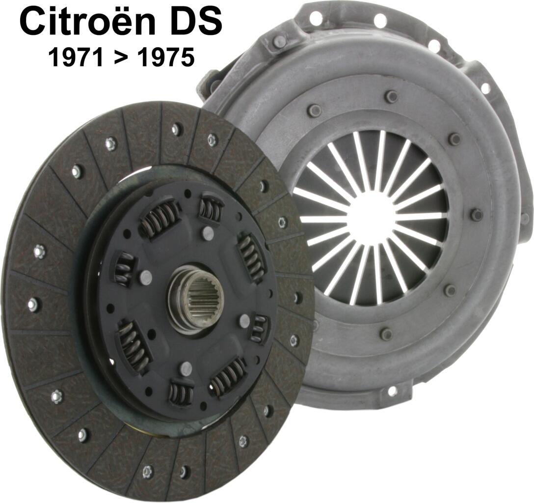 Kupplung komplett (Druckplatte Diaphragma + Mitnehmerscheibe), ohne Ausrücklager. Passend für Citroen DS, ab Baujahr 1971.