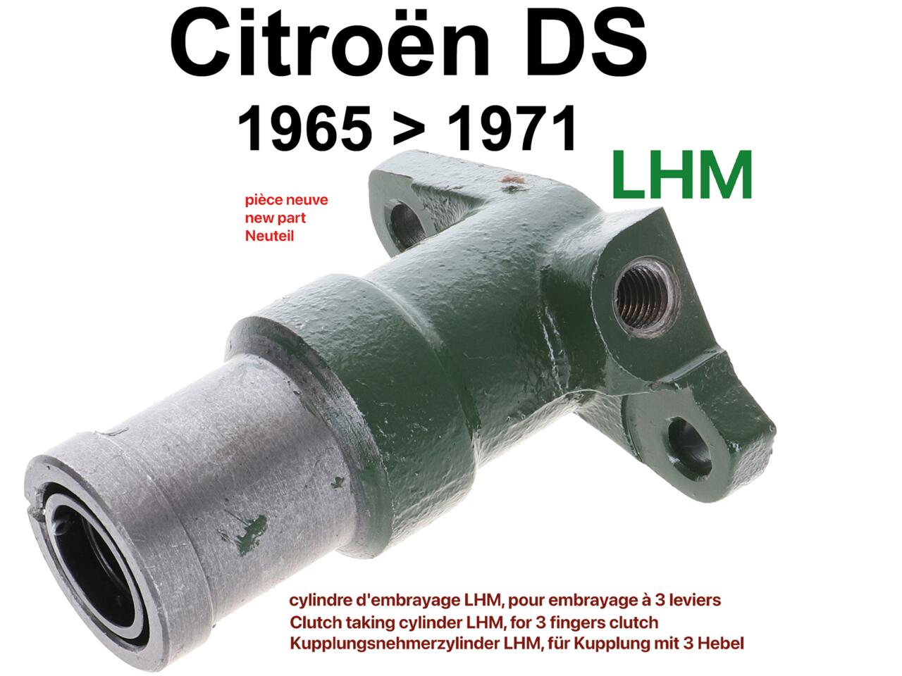 Kupplungsnehmerzylinder, Hydrauliksystem LHM. Passend für Citroen DS, bis Baujahr 1971. Nur passend für 3 Finger - Hebel Kupplung. Or. Nr. DXN31402