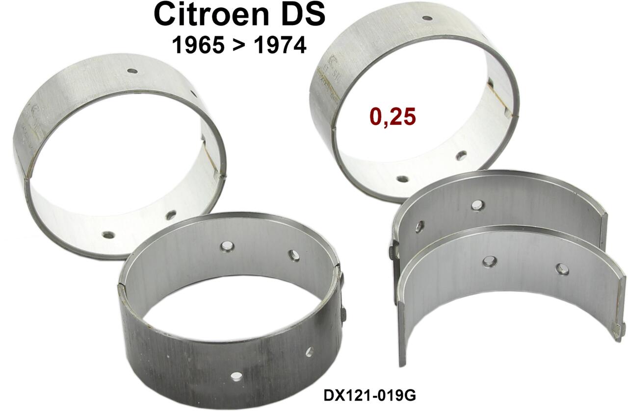 Pleuellager (kompletter Satz). Passend für Citroen DS, ab Baujahr 1965 (alle Motoren). Nachbau. Abmessung: 0,25mm Untermaß. Für 53