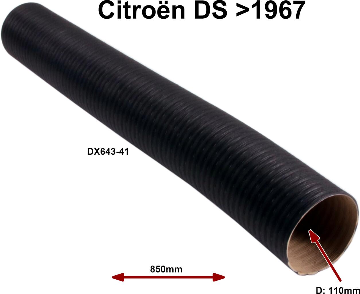 Frischluftschlauch (nicht isoliert), im Kotflügel. Links + rechts passend. Für Citroen DS, bis Baujahr 1967. Durchmesser: 110mm. Länge. 850mm
