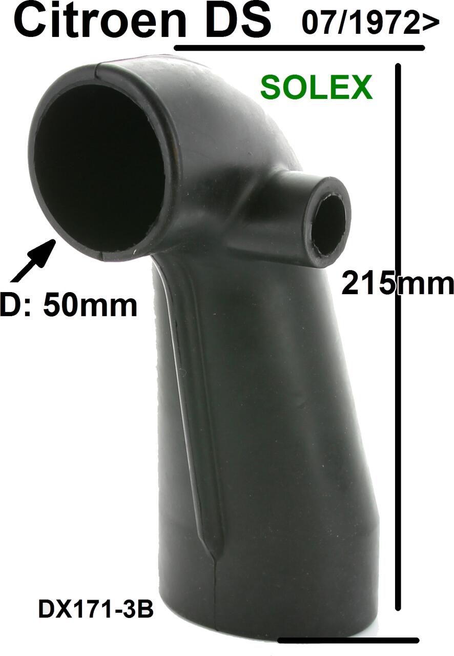 Luftansaugschlauch, zwischen Vergaser und Luftfilter (Solex). Passend für Citroen DS (mit Solex Vergaser). Länge ca.: 215mm