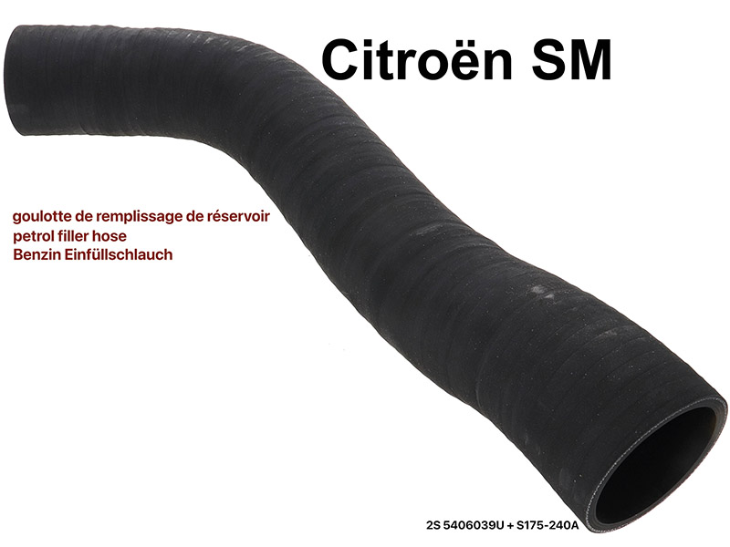 SM, Benzin Einfüllschlauch. Passend für Citroen SM. Or. Nr. 2S 5406039U + S175-240A