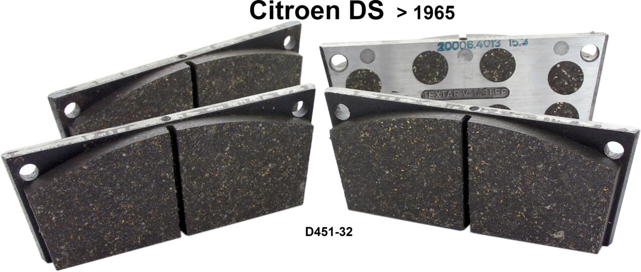 Bremsklötze vorne, passend für Citroen DS, bis Baujahr 1965. Or. Nr. D451-32.