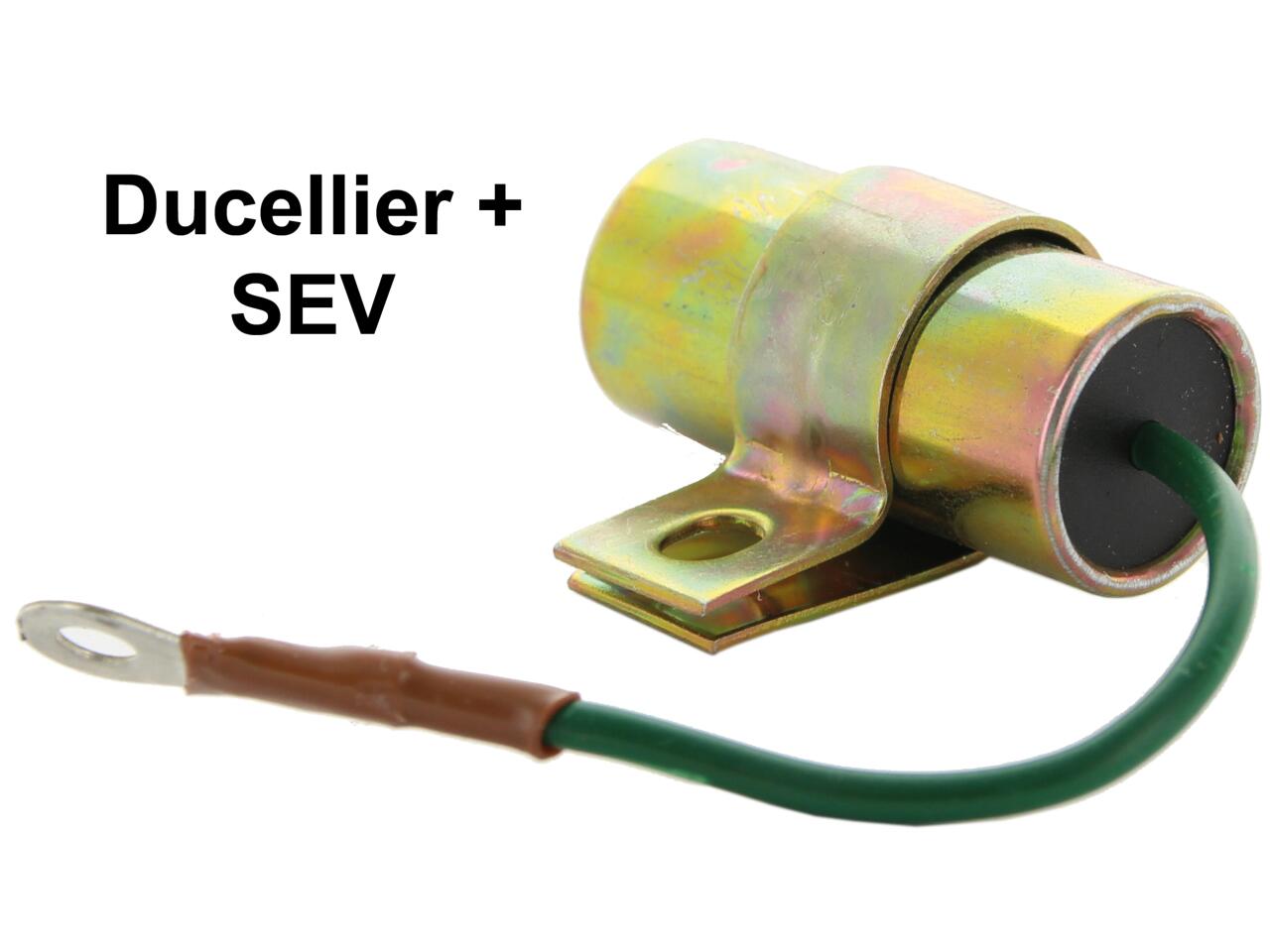 Ducellier, Kondensator (12 Volt). Passend für Citroen ID + DS, ab Baujahr 1972. Citroen HY, CX Athena. Renault R4 GTL (R1123, 1126, 2106, 2109, 2391