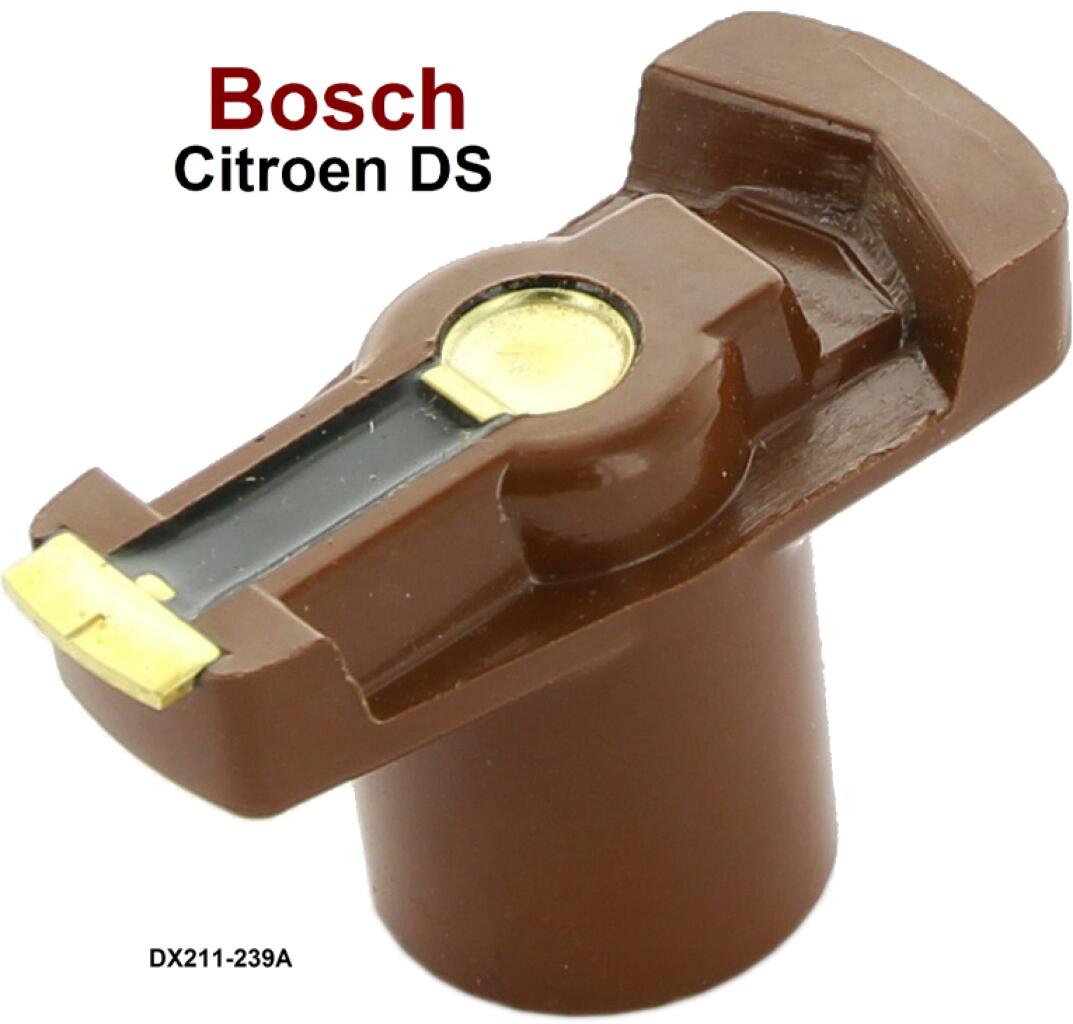 Bosch, Verteilerfinger System Bosch. Passend für Citroen DS21 + DS23 IE. Länge über alles: 49mm. Höhe über alles: 30mm. Innendurchmesser: 14mm