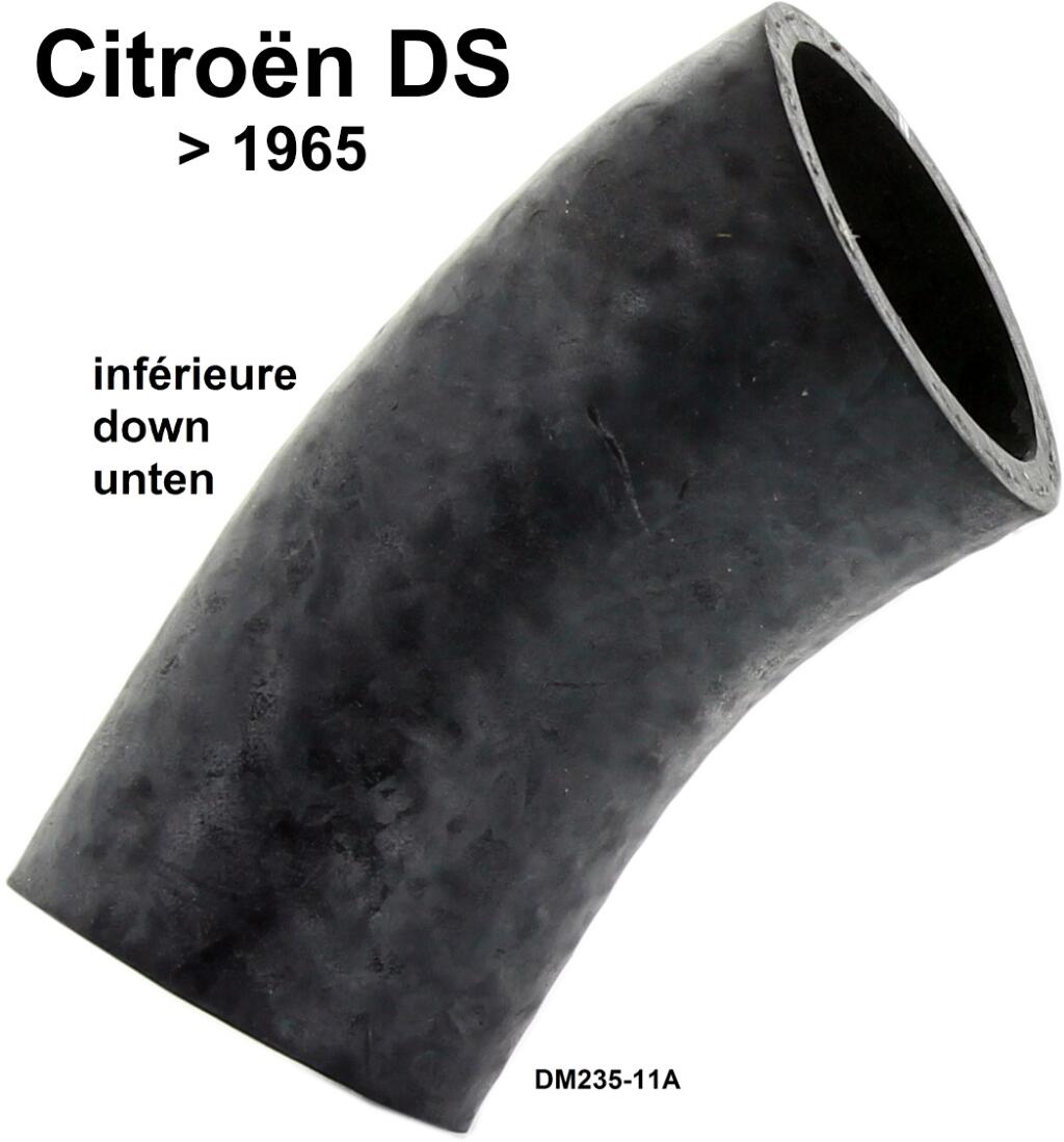 Kühlerschlauch (Wasserschlauch) unten, am Kühler. Passend für Citroen DS, bis Baujahr 1965. Or. Nr. DM235-11A