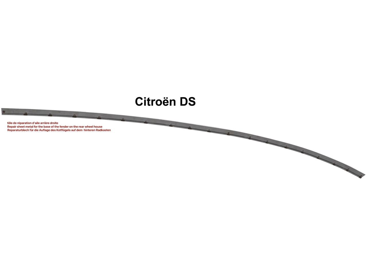 Kotflügel hinten rechts. Reparaturblech für die Auflage des Kotflügels auf dem hinteren Radkasten. Passend für Citroen DS Limousine.
