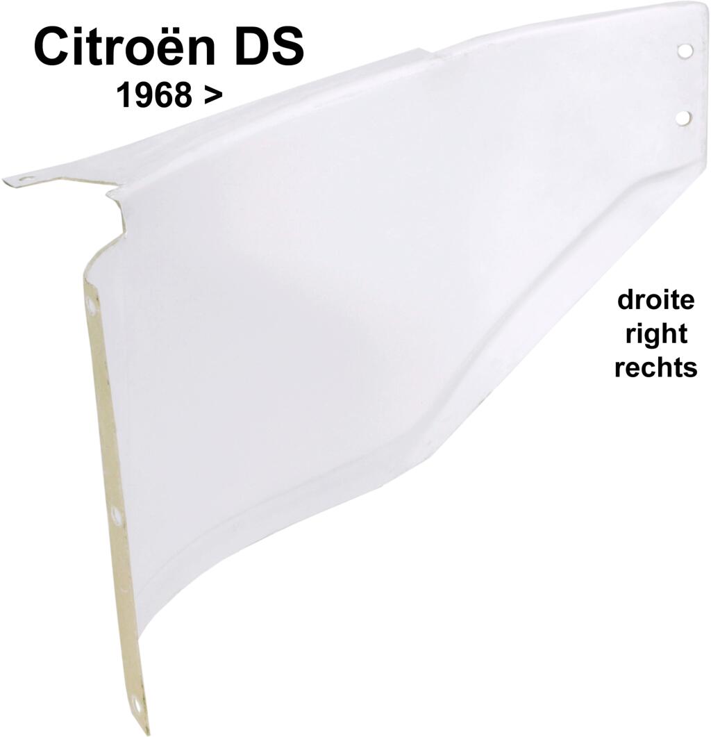 Frontschürzen Anschlussblech rechts. Passend für Citroen DS, ab Baujahr 1967. Angefertigt aus Kunststoff, optisch völlig original. Nie wieder Rost!