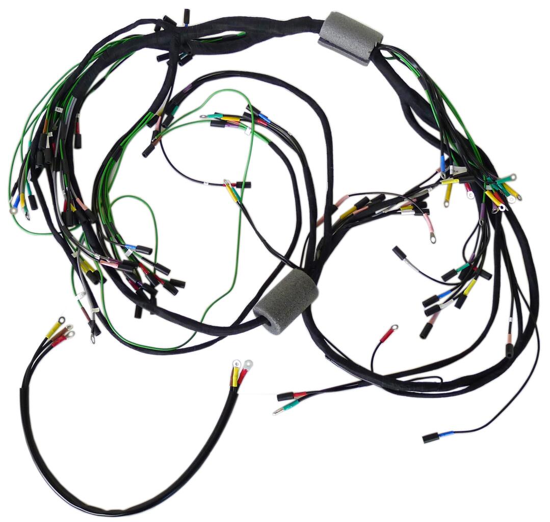 Hauptkabelbaum. 8 Sicherungen (Exportversion). Batterie links. Gleichstrom. 4 Relais. Passend für Citroen DS (Modell DX-DJ)