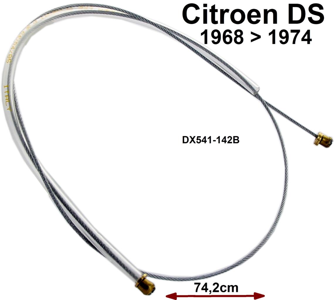 Scheinwerfer Seilzug (74,2cm lang), für die Lenkbewegung der Zusatzscheinwerfer. Passend für Citroen DS, ab Baujahr 1968. Or. Nr. DX541-142B.